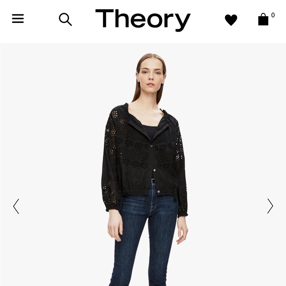 Theory Black Eyelet Top
